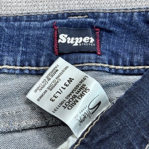 Silver Womens Size W31/L33 Blue Suki Mid Rise Slim Boot Jeans Super Stretch - Picture 7 of 14